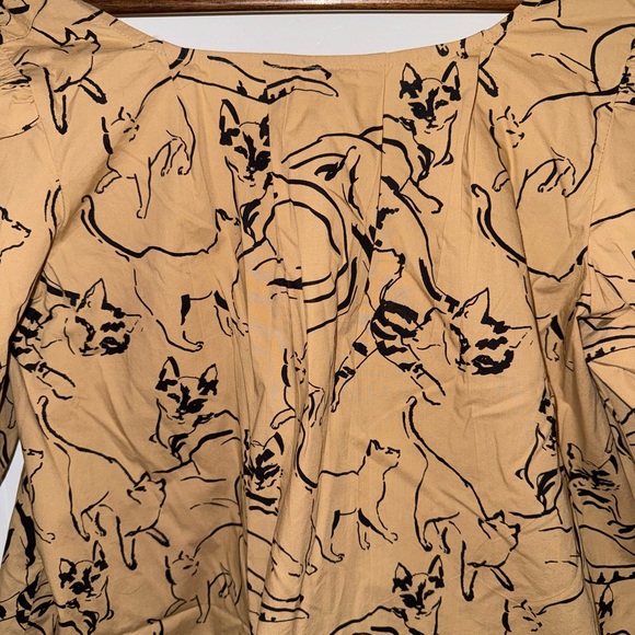 SOLD - NWT - Anthropologie Beige Cat Patterned Blouse - Picture 6 of 8